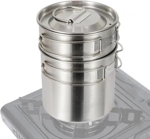 | Compact Camping Cookware | Stainless Steel Backpacking Cooking Set | Compact Folding Sets for Backpacking Picnic Hiking Trekking Picnic Fishing, Traveling Trekking and Hiking
