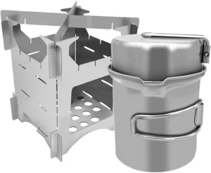 1 Set Camping Cookware Set Portable Stainless Steel Pots for Outdoor Cooking Lightweight and Durable for Camping Hiking Picnics and Family Gatherings