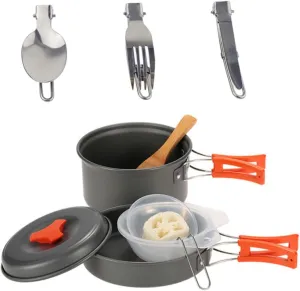 1 Set Compact Camping Cookware Set Portable Cook Combinations for Hiking Skillet and Camping Pot