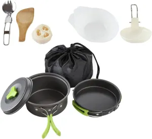 1 Set Compact Camping Cookware Set Utensils for Outdoor Portable Aluminum Oxide Cookware for Hiking Backpacking and Picnics