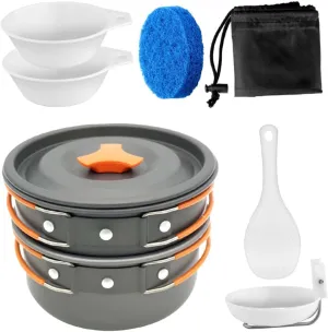 1 Set Portable Outdoor Cooking Set Lightweight Non Stick Camping Cookware with Anodized for Hiking and Travel Compact and Easy to Clean Cookware Set for Picnics and Bbqs