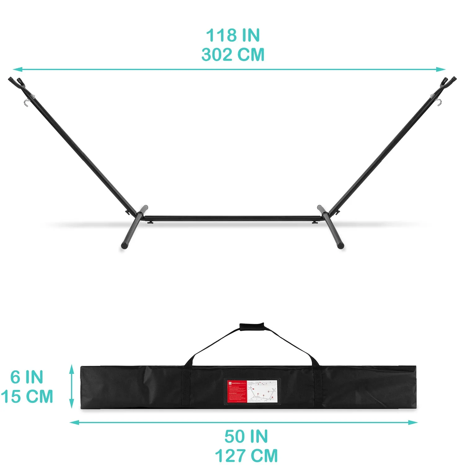 10 ft. Fabric Cotton Hammock Bed with Space Saving Steel Stand in Brown Stripes(450 lbs. Capacity- Carry Bag Included)