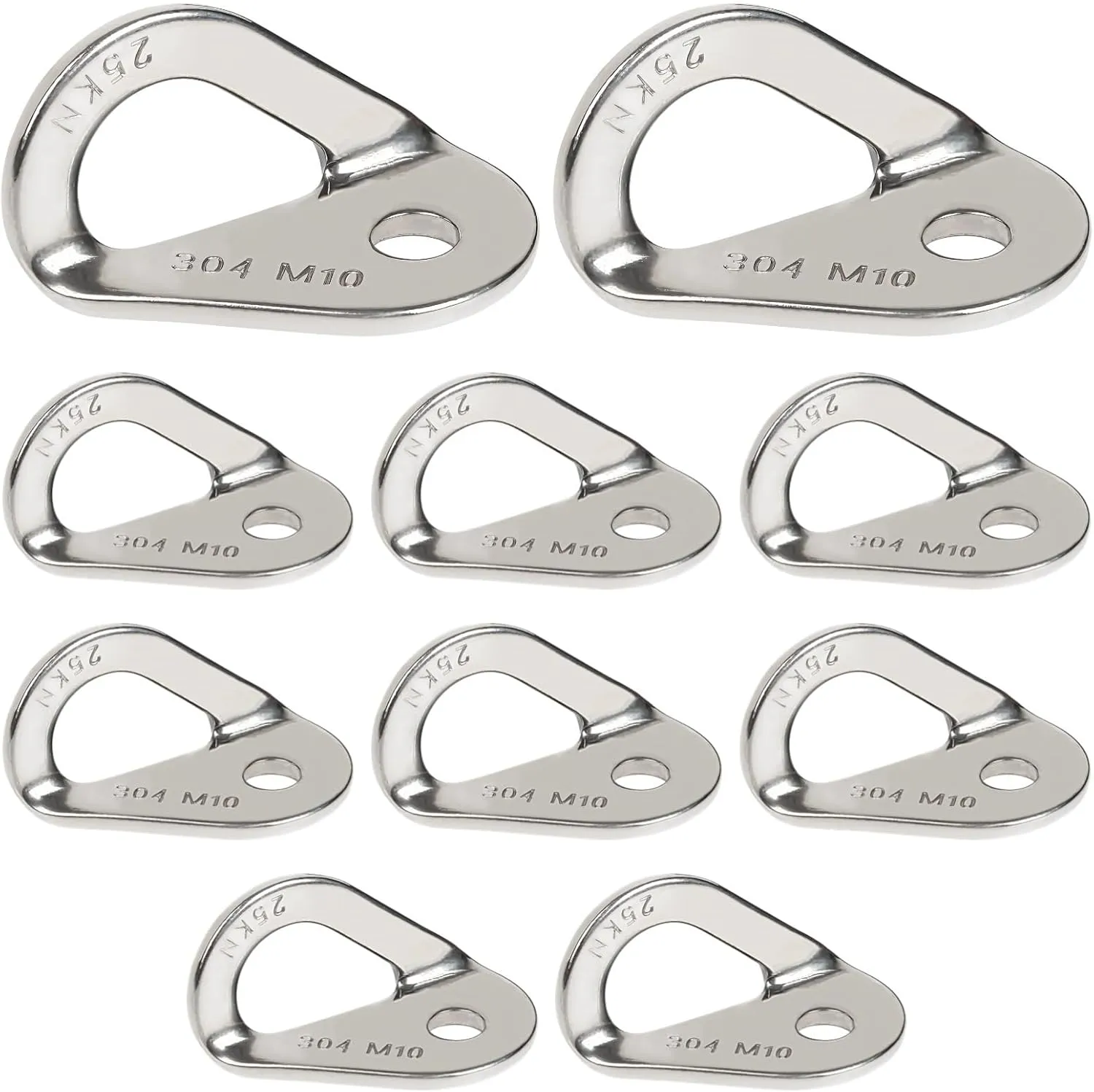 10 Pack 304 Stainless Steel Climbing Bolt Hangers, Heavy Duty Rock Climbing Anchors, 25 Kn Strength for Caving, Mountaineering