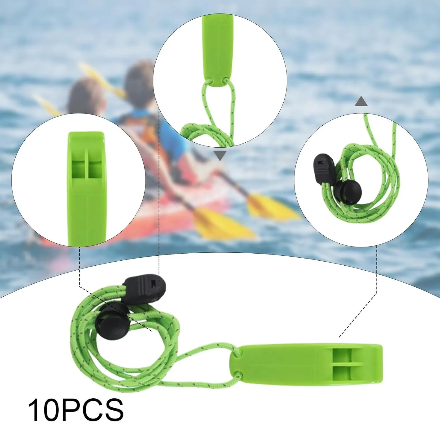 10 Pieces Emergency Whistle Outdoor Lightweight Clip Survival Security Whistle for Hiking Kayaking Hunting Camping