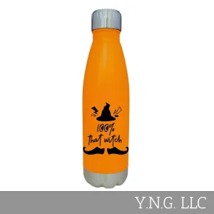 100 Percent That Witch Halloween Theme Orange 17oz Water Bottle LA5135