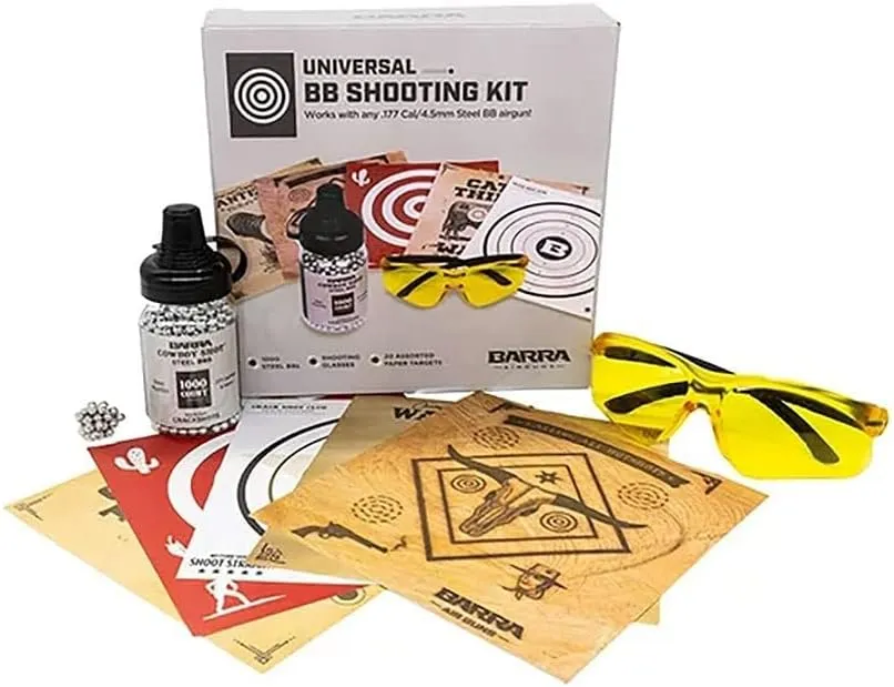 1000 0.177 BB's 20 Assorted Targets ASTM Certified Shooting Safety Glasses Universal BB Shooting Kit