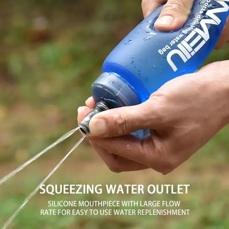 1000/2000ml Soft Flask Folding Collapsible Water Bottle with Filter - Perfect for Running, Hydration Packs, Waist Bags, and Outdoor Camping