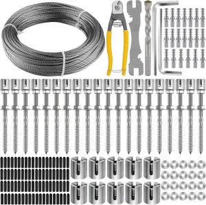 100FT Garden Wire Trellis for Climbing Plants, Kalolary T316 Stainless Steel Garden Trellis for Outdoor Wall-Mounted Heavy Duty Wire Trellis Kit Wire Ropes System Kit for Plants Vines Wall Decoration