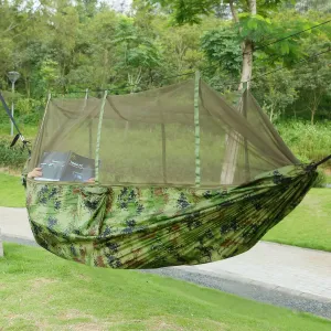102" L x 55" W Camping Hammock, Portable Hammocks, Portable Double Hammock with Net, 2 Person Hammock, for Outdoor Hiking Survival Travel,Hammock Tent for Outside (Camouflage)