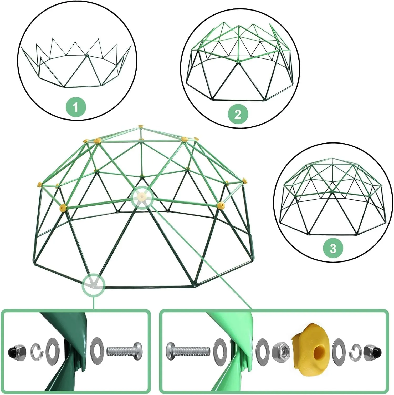 10FT Geometric Dome Climber for Kids 3-10 - Heavy Duty 1000LB Capacity Jungle Gym with Canopy Accessory & Climbing Grips, Outdoor Backyard Play Equipment, Easy Assembly