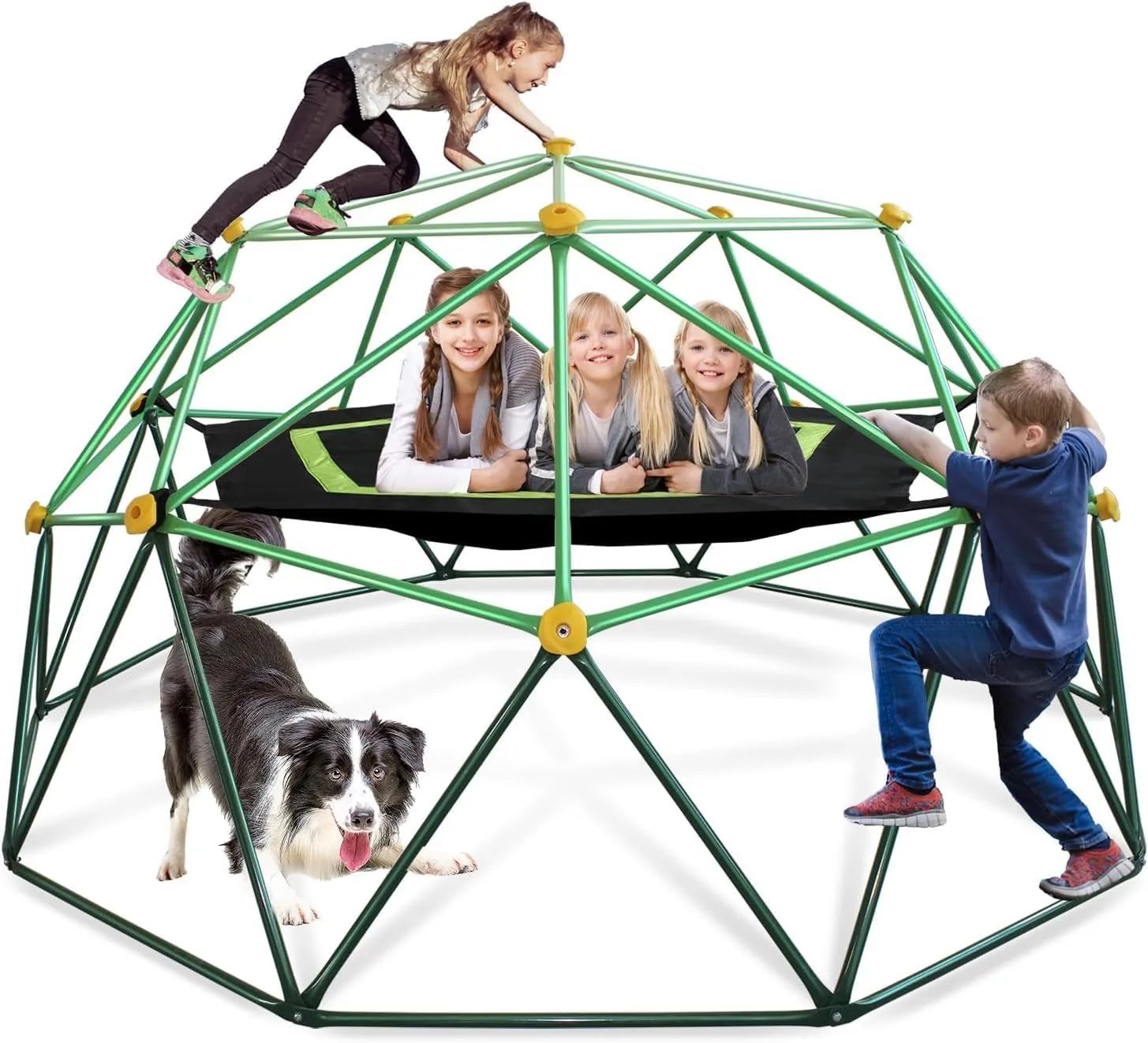 10FT Geometric Dome Climber for Kids 3-10 - Heavy Duty 1000LB Capacity Jungle Gym with Canopy Accessory & Climbing Grips, Outdoor Backyard Play Equipment, Easy Assembly