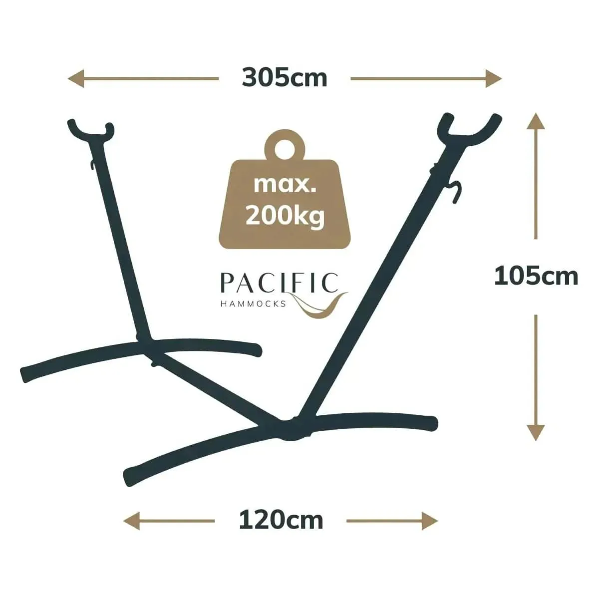 10ft White Universal Steel Hammock Stand & Authentic Double Vichy Hammock in Stone