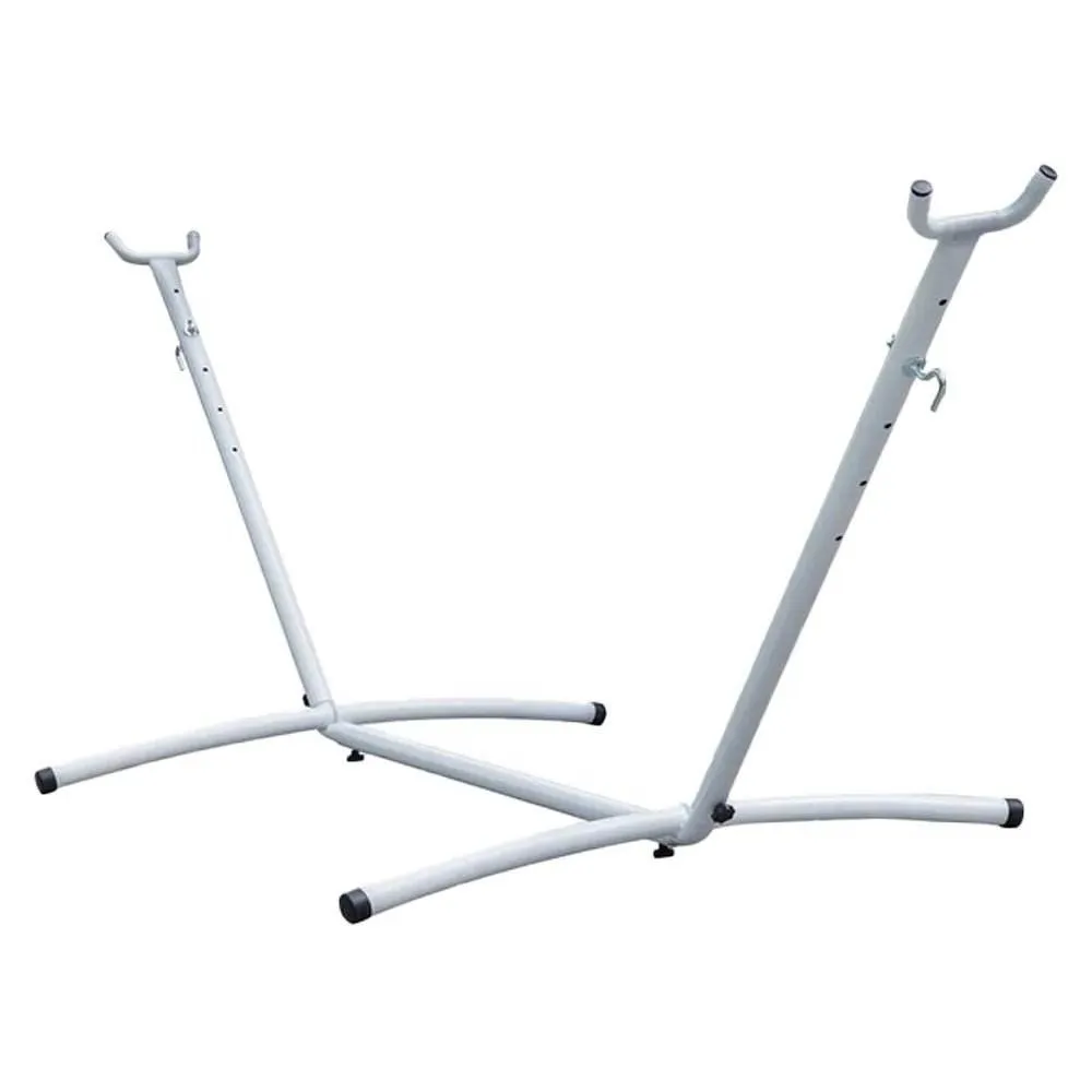 10ft White Universal Steel Hammock Stand & Authentic Double Vichy Hammock in Stone