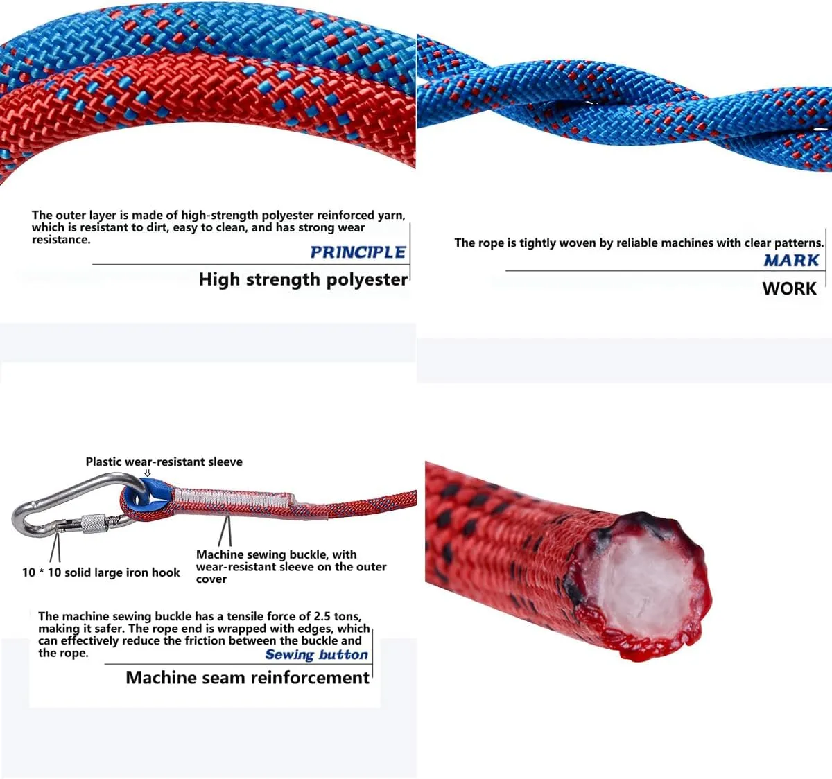 10mm Diameter Outdoor Reflective Climbing Rope Nylon Rope Climbing Rope Length 20m (65FT) 30m (100FT) 50m (165FT) 100m (330FT) 200m(660FT) Life Rope Descent Rope Climbing Safety Rope