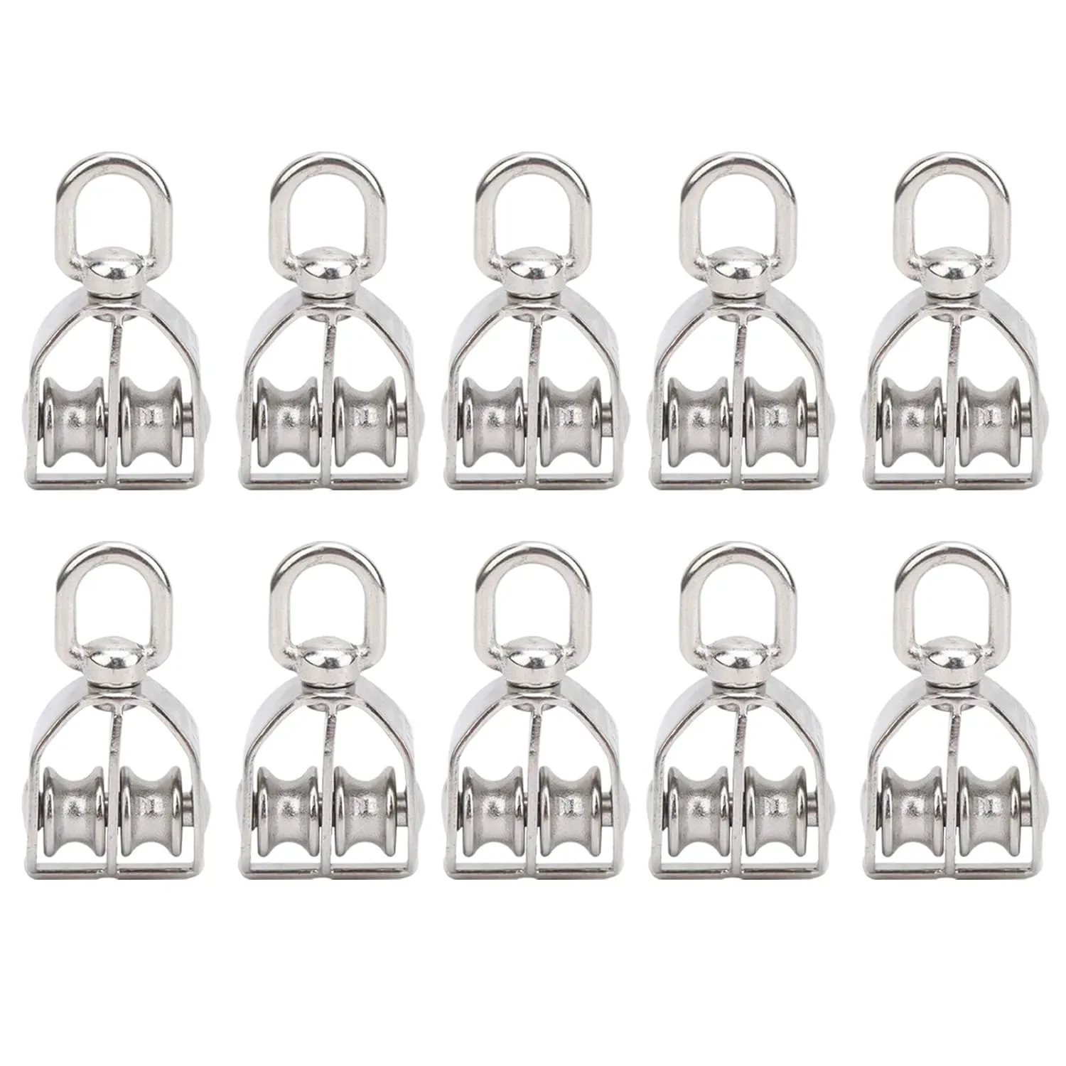 10PCS M15 Double Pulley Block Rope Pulley Block Heavy Duty Traction Wheel Block and Tackle Pulley System Wire Rope Pulley Industrial Handling Equipment for Rock Climbing High‑Altitude Operations