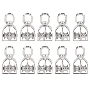 10PCS M15 Double Pulley Block Rope Pulley Block Heavy Duty Traction Wheel Block and Tackle Pulley System Wire Rope Pulley Industrial Handling Equipment for Rock Climbing High‑Altitude Operations
