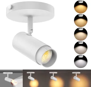 10W Zoomable 5-Color LED Ceiling Spotlight White Directional Ceiling Light Indoor Adjustable Ceiling Spot Light Fixture Dimmable Flush Mount Accent Lighting 15-60° for Kitchen 1000lm CRI90