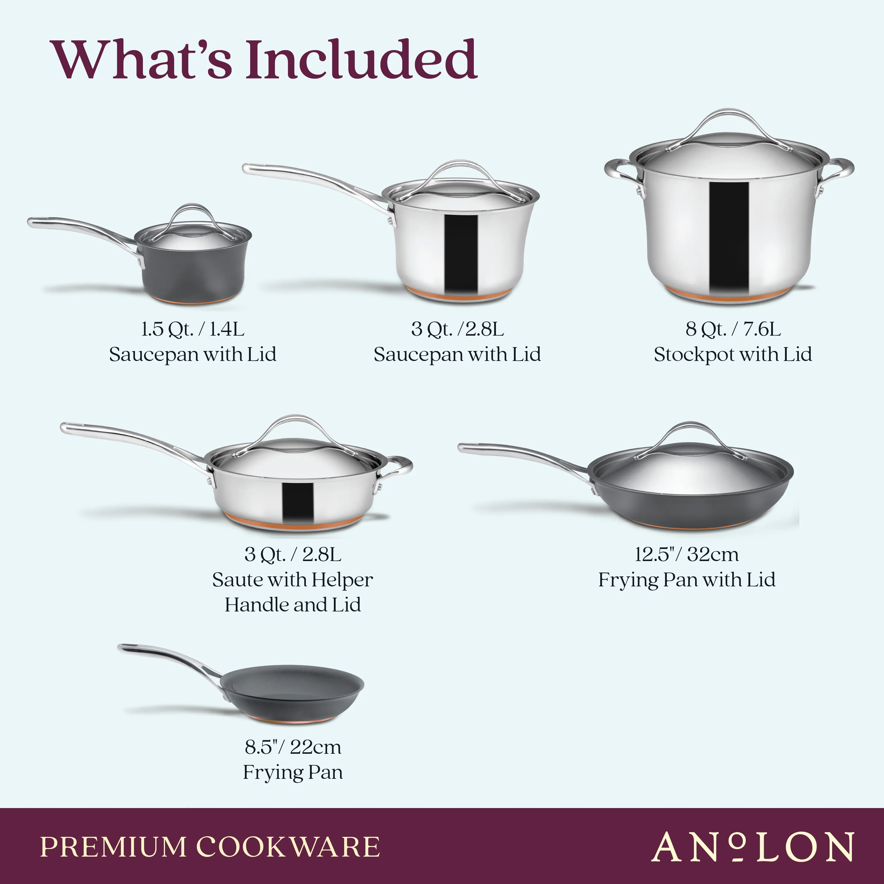 11-Piece Mixed Metals Cookware Set
