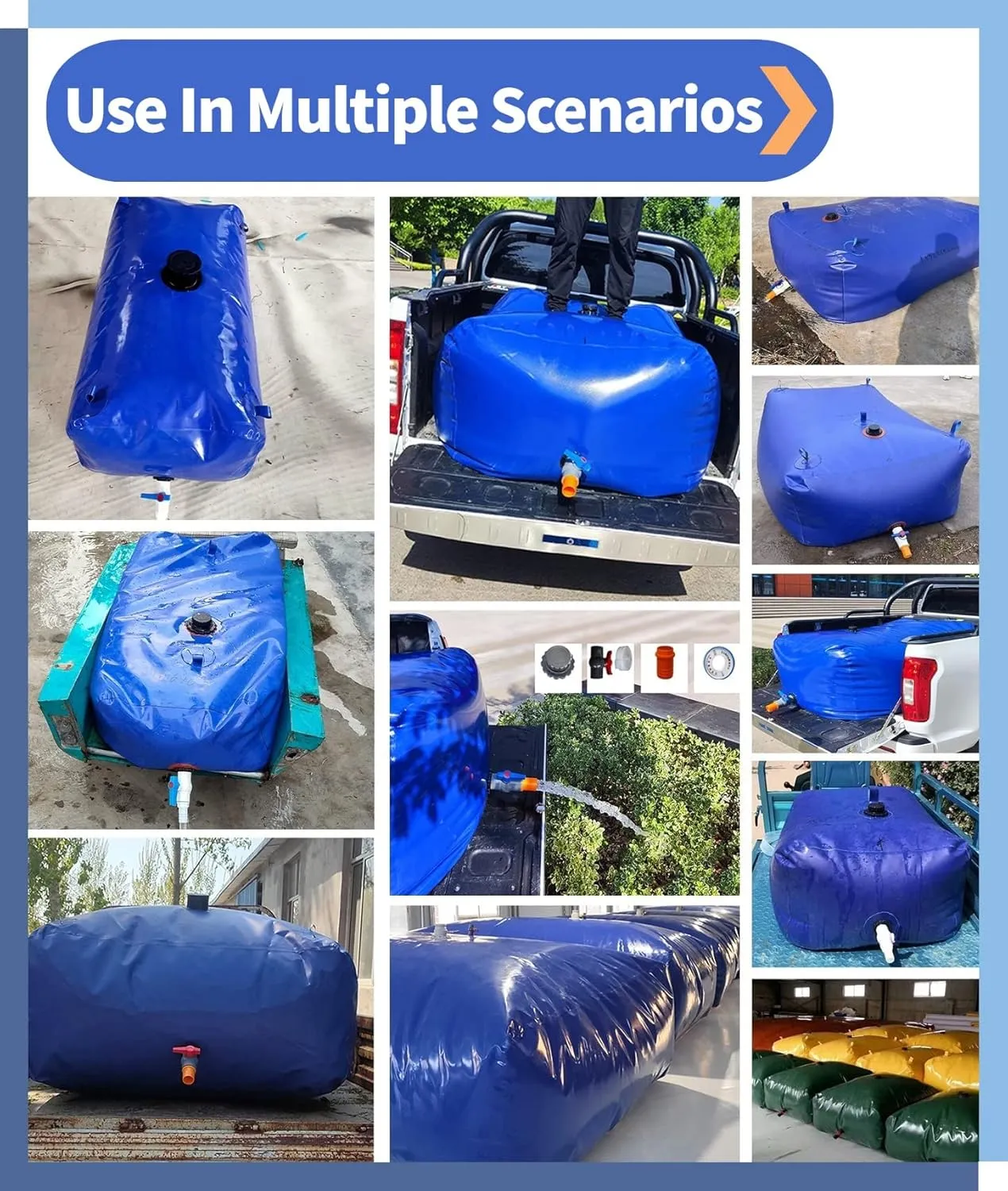 110L to 6000L Heavy-Duty PVC Water Tank for Outdoor, Garden, Camping, and Emergency Use(5000L/1320Gal/3x2x0.85 m)