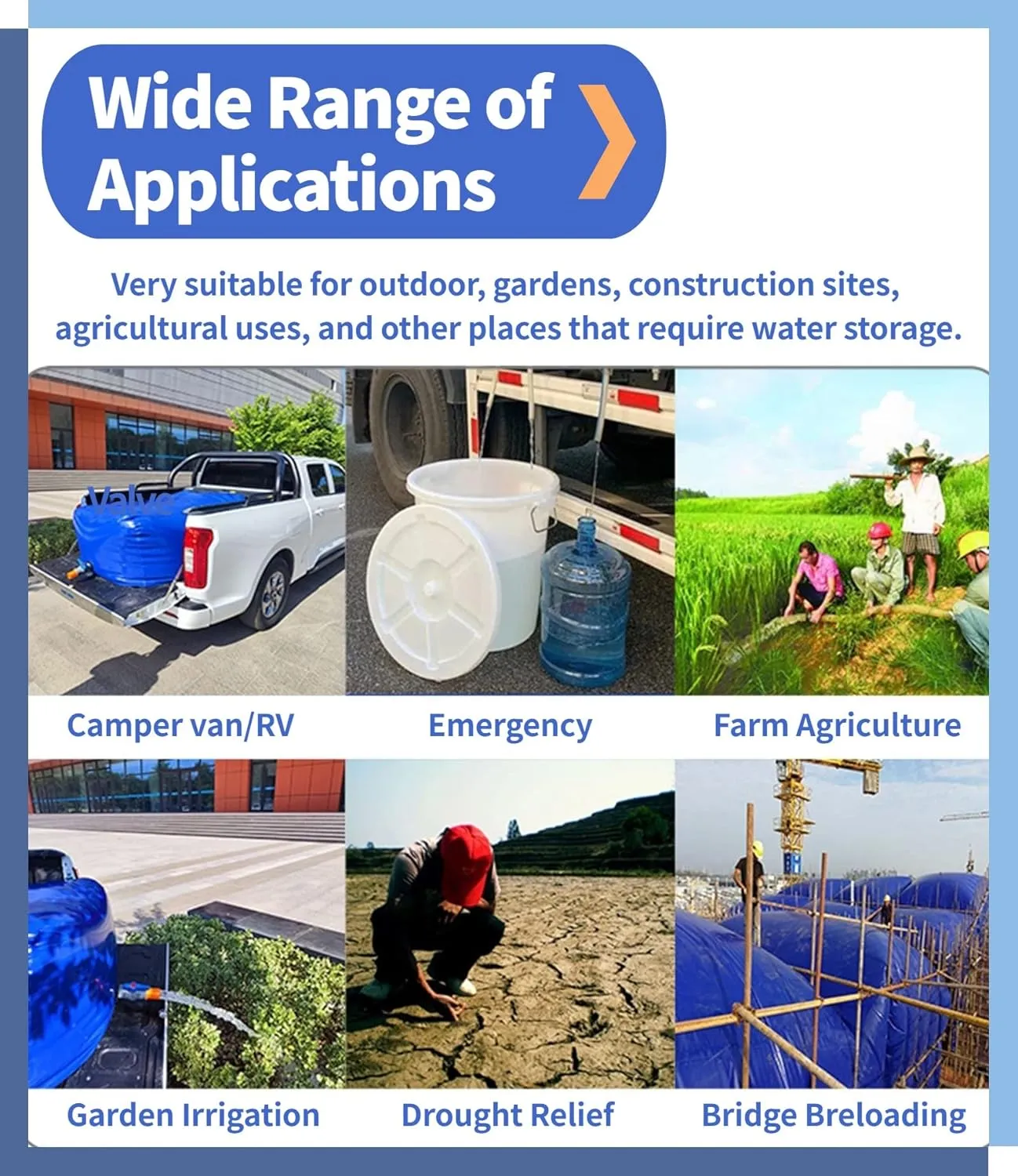 110L to 6000L Heavy-Duty PVC Water Tank for Outdoor, Garden, Camping, and Emergency Use(5000L/1320Gal/3x2x0.85 m)