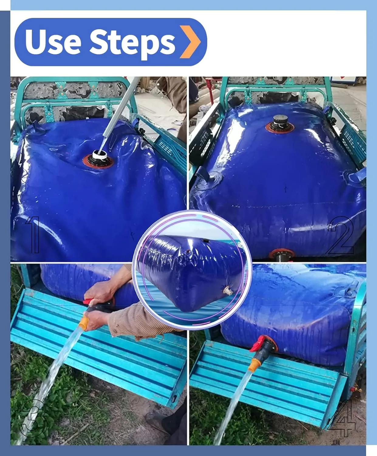 110L to 6000L Heavy-Duty PVC Water Tank for Outdoor, Garden, Camping, and Emergency Use(5000L/1320Gal/3x2x0.85 m)