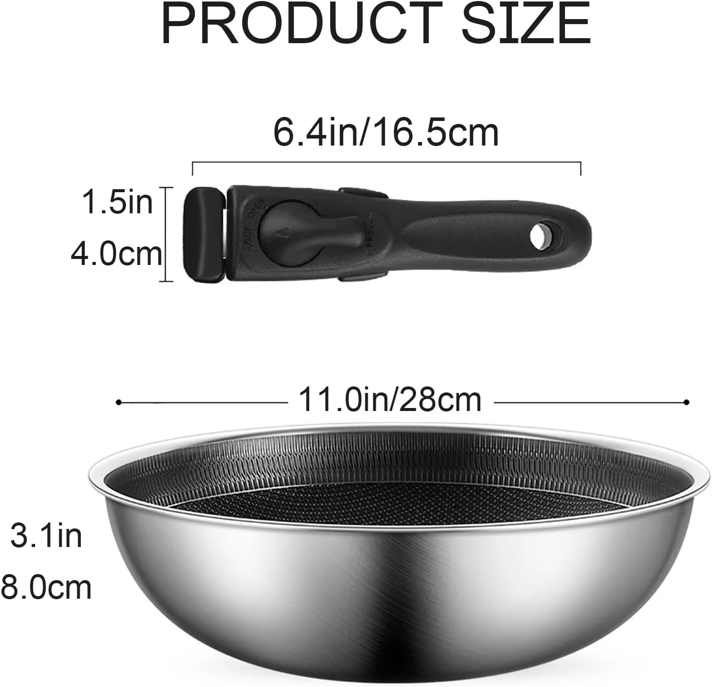 11in/10.2in Nonstick Camping Cookware, Camping Pot Works on Induction and All Cooktops, Perfect Stir Fry Cooking