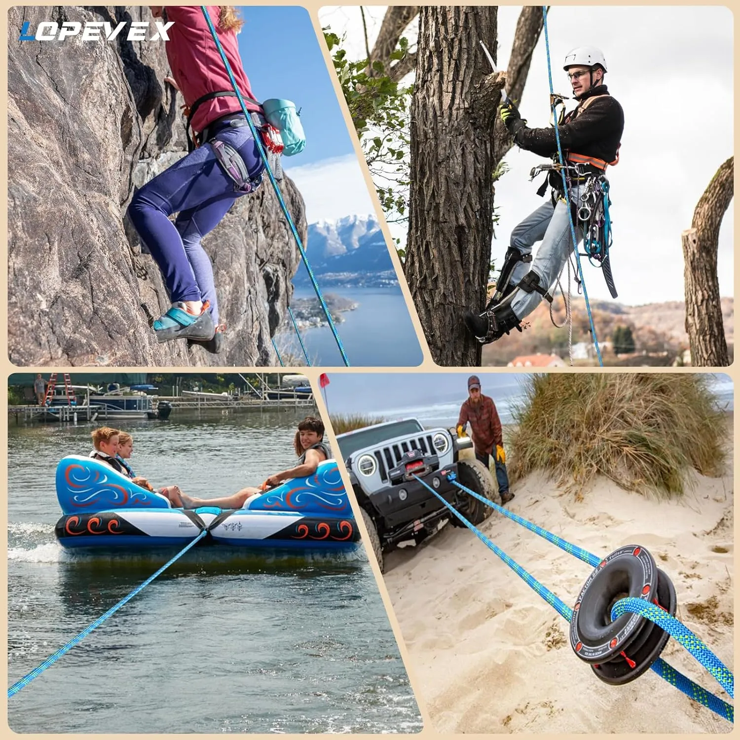 1/2 Inch Climbing Rope 150 Ft Blue - 48 Strands Tree Climbing,1/2in Arborist Rope,Rappelling Rope,Static Nylon Polyester Braided Rope,Bull Rope for Tree Pulling,Nautical Rigging Rope Swing
