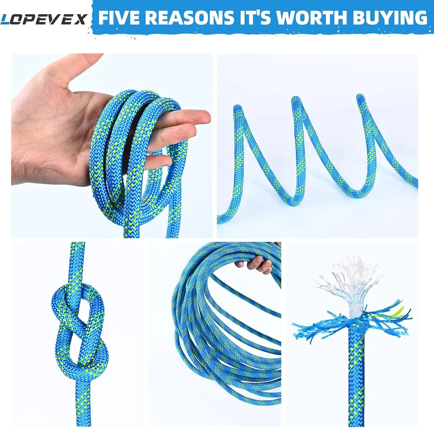 1/2 Inch Climbing Rope 150 Ft Blue - 48 Strands Tree Climbing,1/2in Arborist Rope,Rappelling Rope,Static Nylon Polyester Braided Rope,Bull Rope for Tree Pulling,Nautical Rigging Rope Swing