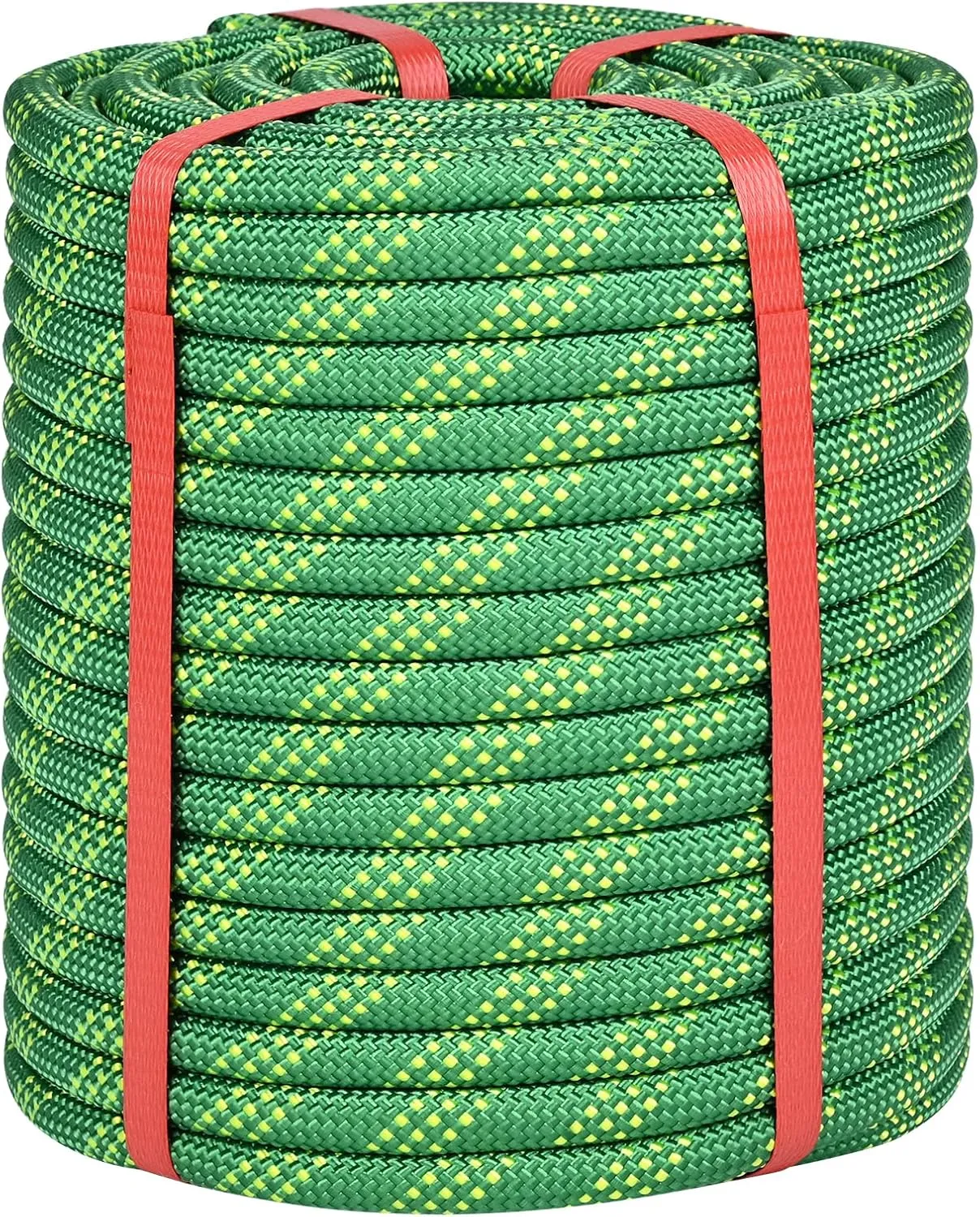 1/2 Inch Climbing Rope 150 Ft Green - 48 Strands Tree Climbing,1/2in Arborist Rope,Rappelling Rope,Static Nylon Polyester Braided Rope,Bull Rope for Tree Pulling,Nautical Rigging Rope Swing