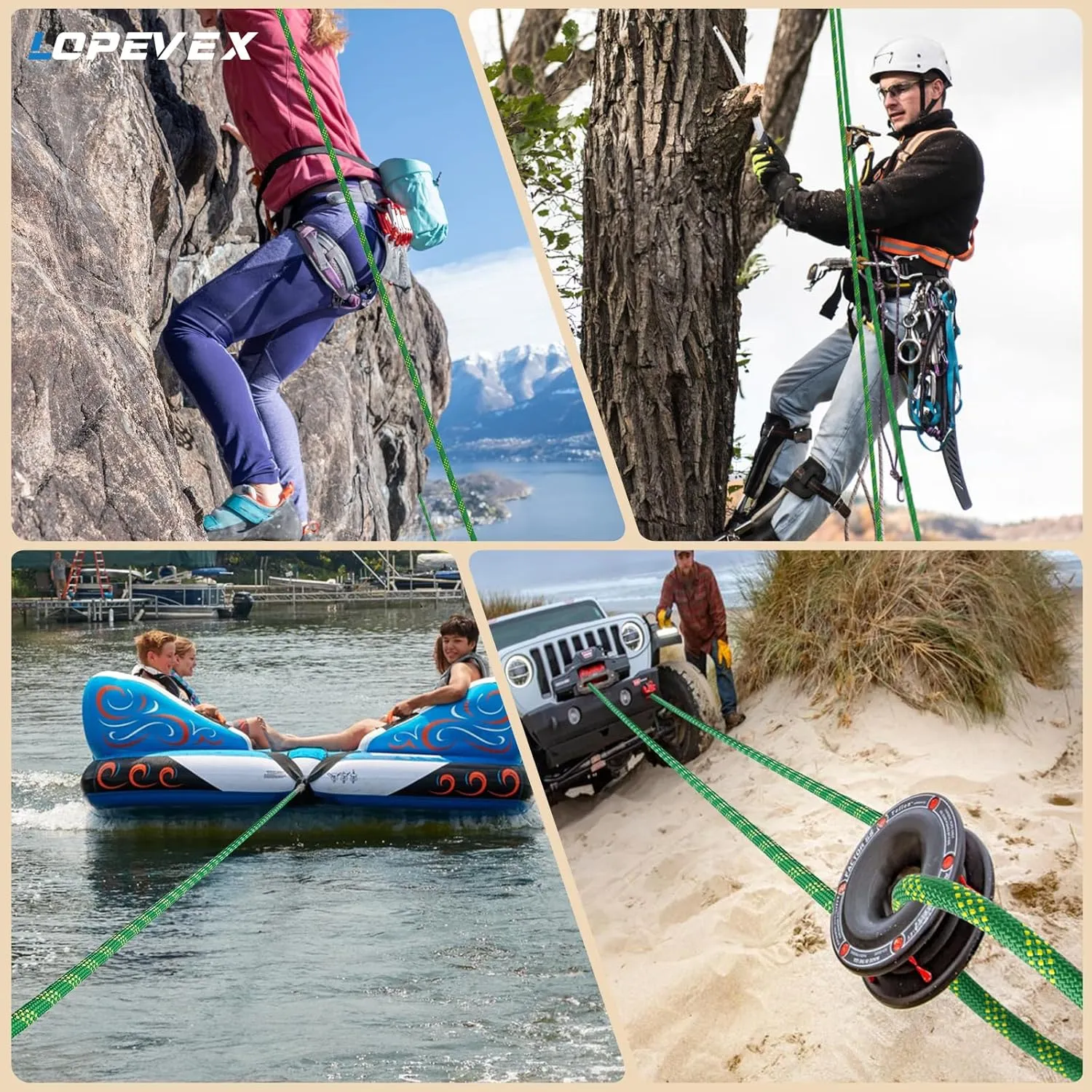 1/2 Inch Climbing Rope 150 Ft Green - 48 Strands Tree Climbing,1/2in Arborist Rope,Rappelling Rope,Static Nylon Polyester Braided Rope,Bull Rope for Tree Pulling,Nautical Rigging Rope Swing