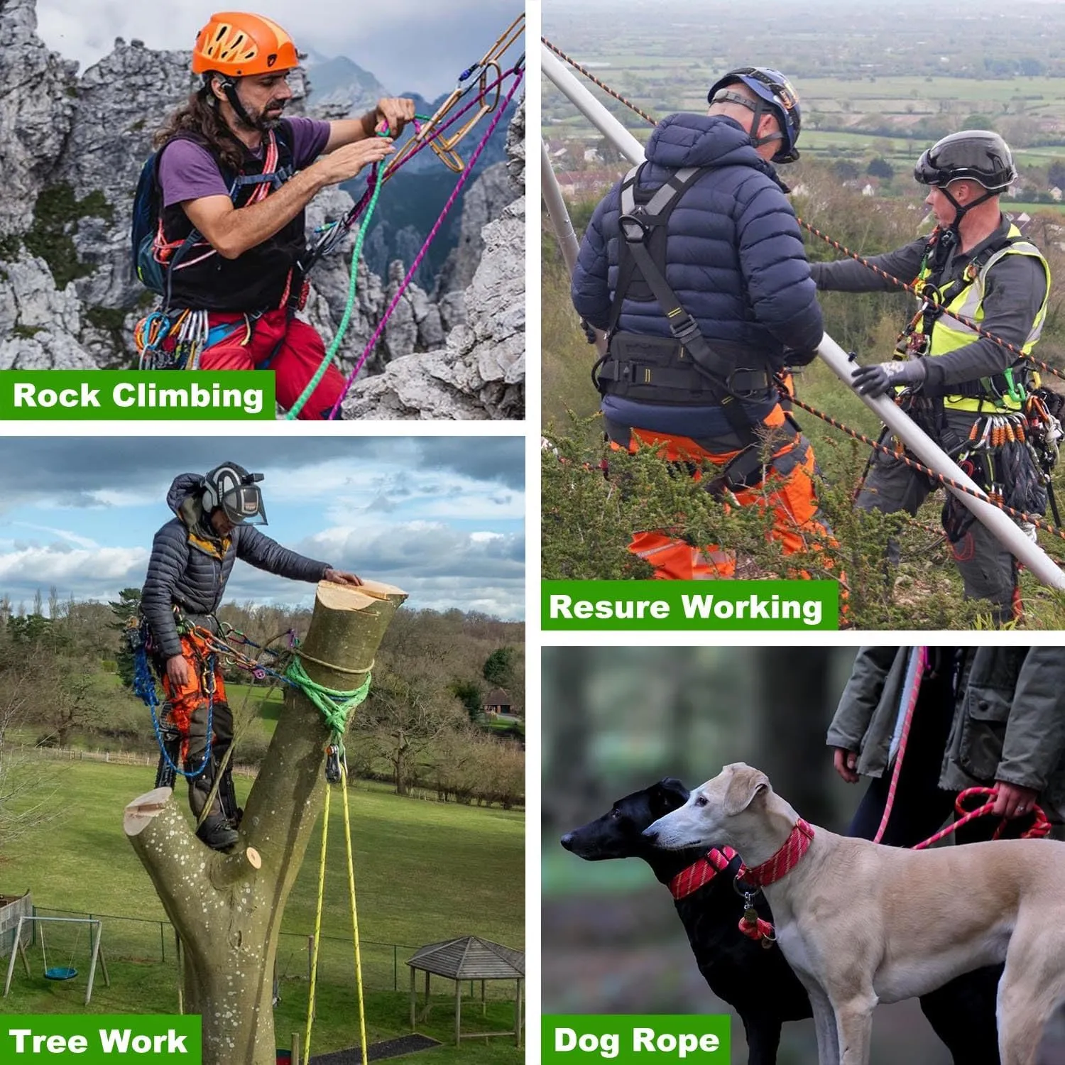 1/2 Inch Double Braided Arborist Rope Strong Polyester Rope 48 Strands for Tree Work Climbing Pulling Sailing Swing