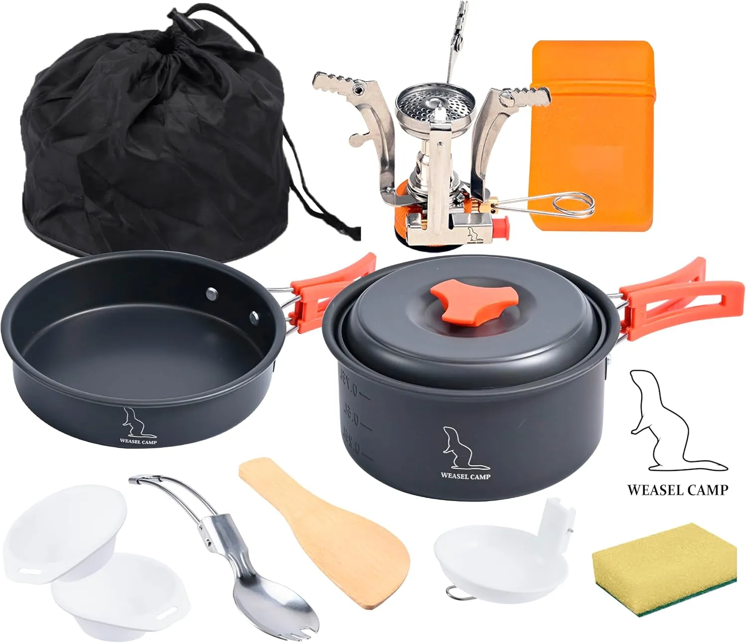 12 piece Camping Cookware Set for Backpacking Gear - Lightweight and Compact Camping Cooking Set - Portable Camping Pots and Pans Set for Hiking, Backpacking, Outdoor Cooking, Picnic and Camping