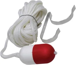 12.50" White and Red Standard Rescue Throw Line and Buoy 30' Rope