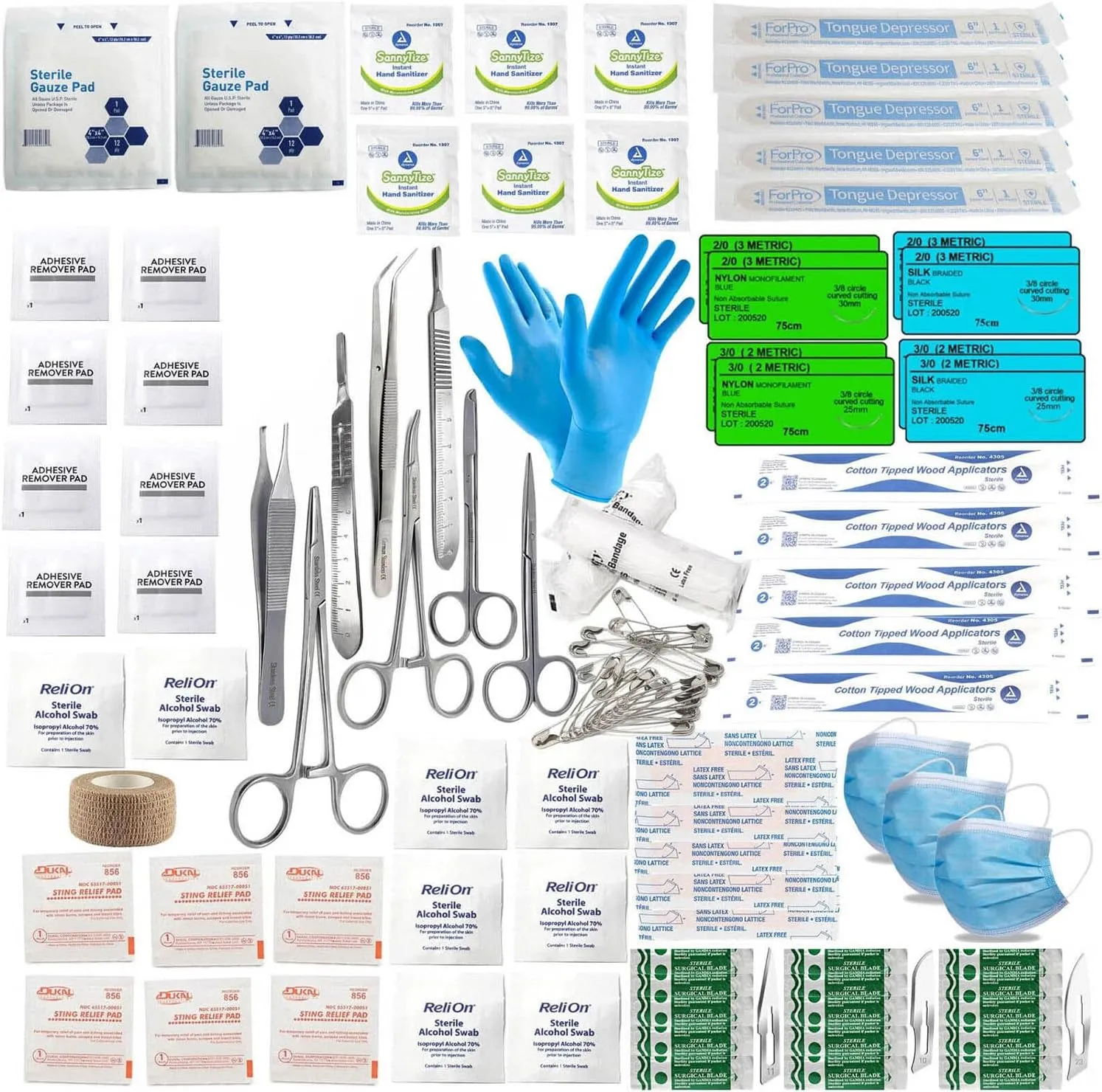 140Pc Travel First Aid Kit Supplies for Car Emergency Preparedness Items Urgent Accident Essentials Kit Survival Gear Instruments for Sports College Dorm Student Home Boat Camping Hiking