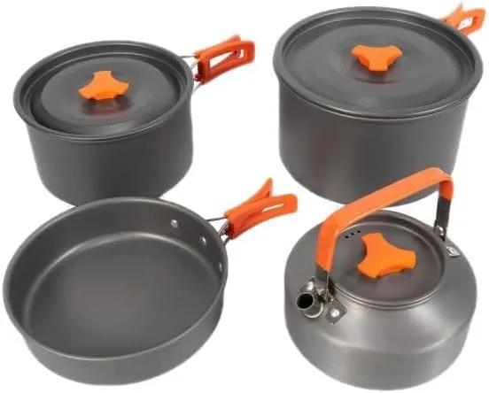 15 Pack Portable Camping Cookware Foldable Anti-Cool Handle Nonstick Camping Picnic Cooking Pot for 4-7 People Outdoor Cooking Picnic Hiking Fishing