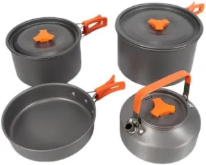 15 Pack Portable Camping Cookware Foldable Anti-Cool Handle Nonstick Camping Picnic Cooking Pot for 4-7 People Outdoor Cooking Picnic Hiking Fishing