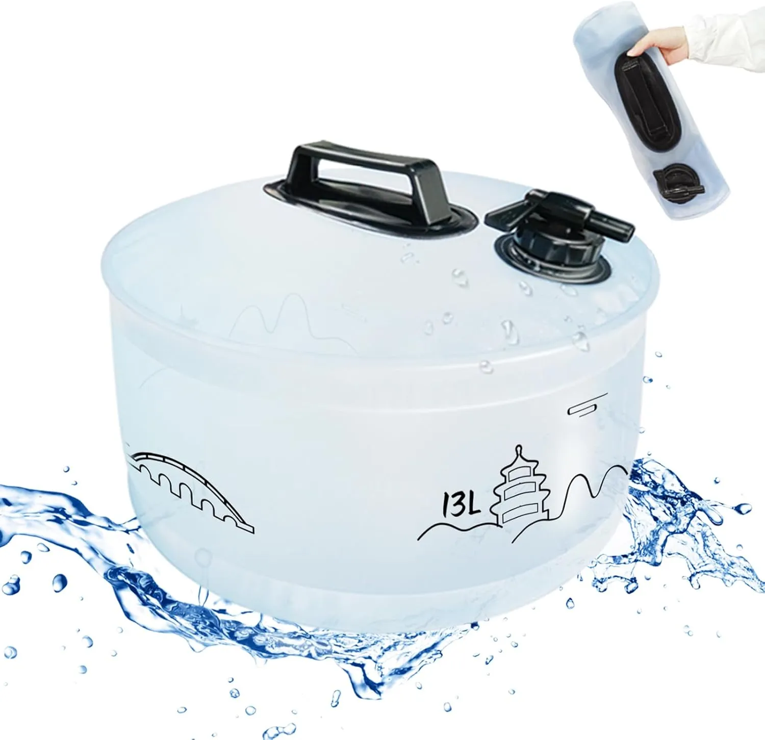 15L/3.96 Gallons Collapsible Water Container - Leakproof with Spigot | Outdoor Hiking Survival Storage Bag | Camping, RV & Emergency ESSENTIAL | BPA-Free
