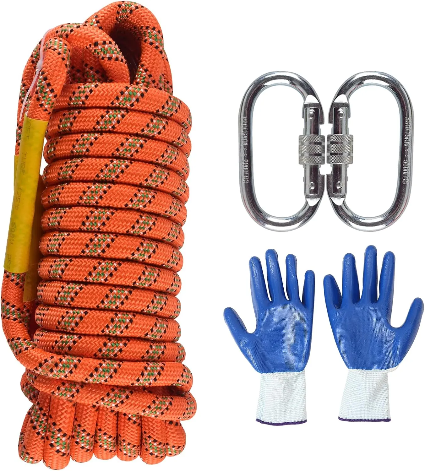 16mm 48Ft/15m Climbing Rope Strong Rope Tree Climbing Gear Static Climbing Rope Arborist Equipment Rock Climbing Heavy Duty Tree Stand Camping Rope Survival Equipment Orange