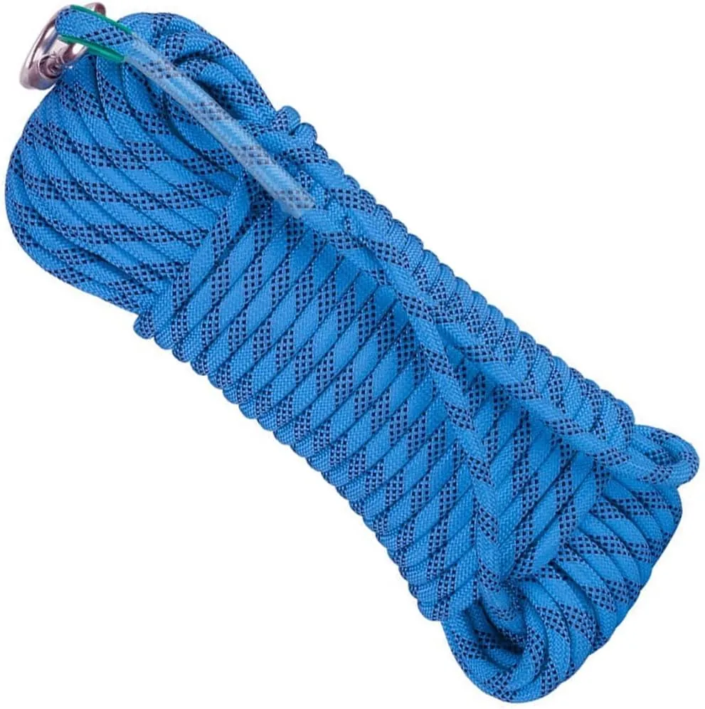 16mm Safety Rope, Carrying Weight 3100kg, Professional Nylon Safety Rope with Carabiner, Climbing Harness, for Hiking, Mountaineering, Outdoor Sports, Camping, Caving