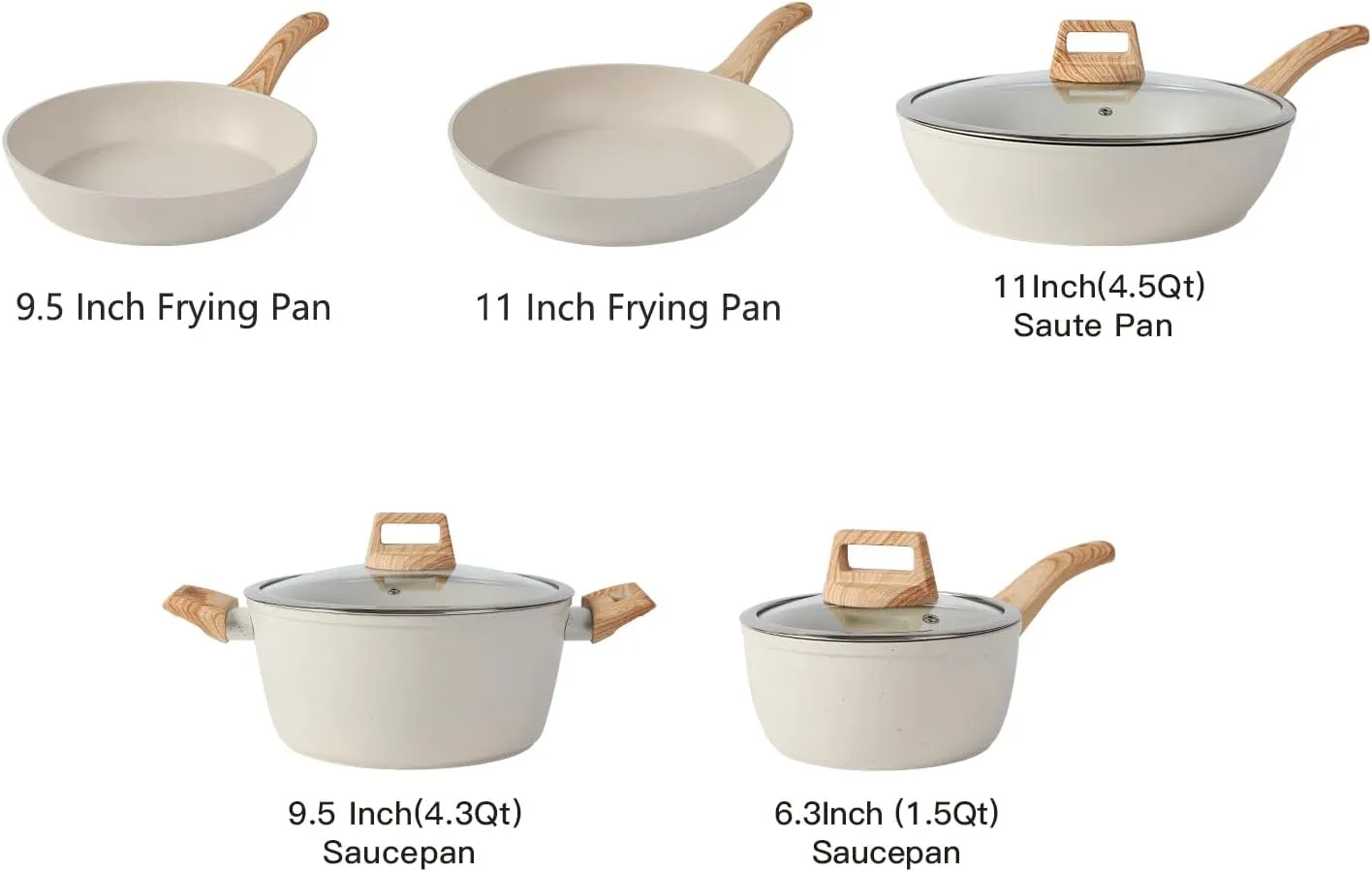 16PCS Pots and Pans Set Non Stick Cookware Set Nonstick with Cooking Set (white, 16pieces)