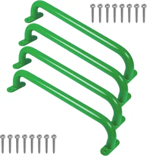 17.2 Inch Metal Green Playground Handles Pack of 4- Outdoor Swing Sets Safety Handles - Playset Grab Bar, Indoor Kids Climbing Monkey Bars for Playhouse, Treehouse, Jungle Gym