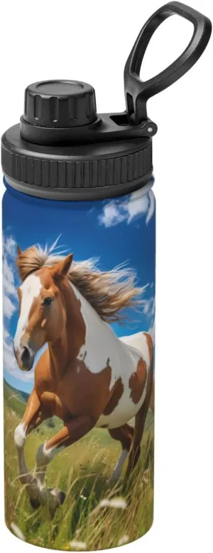 18OZ Horses on the Prairie stainless steel insulated water bottle, vacuum sports insulated water bottle, suitable for outdoor sports camping gym,