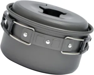 1pc Camping Nonstick Pan Portable Aluminum Pot Removable Handle Cooking Set