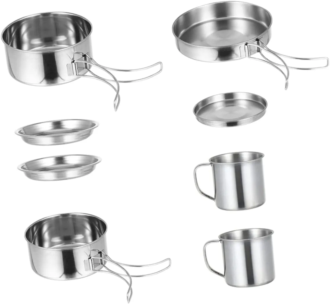 1Set Camping Cookware Portable Cooking Kit for Hiking and Outdoor Picnics Compact and Design with Heat Resistant Handles for Easy Use
