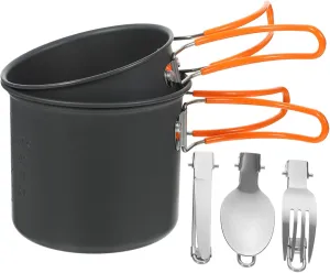 1set Camping Cookware Set Lightweight Cooking Utensils for Outdoor Camping Hiking Backpacking Includes Frying Pan Stew Pot Cups Plates Portable and Compact Design for Easy Carrying