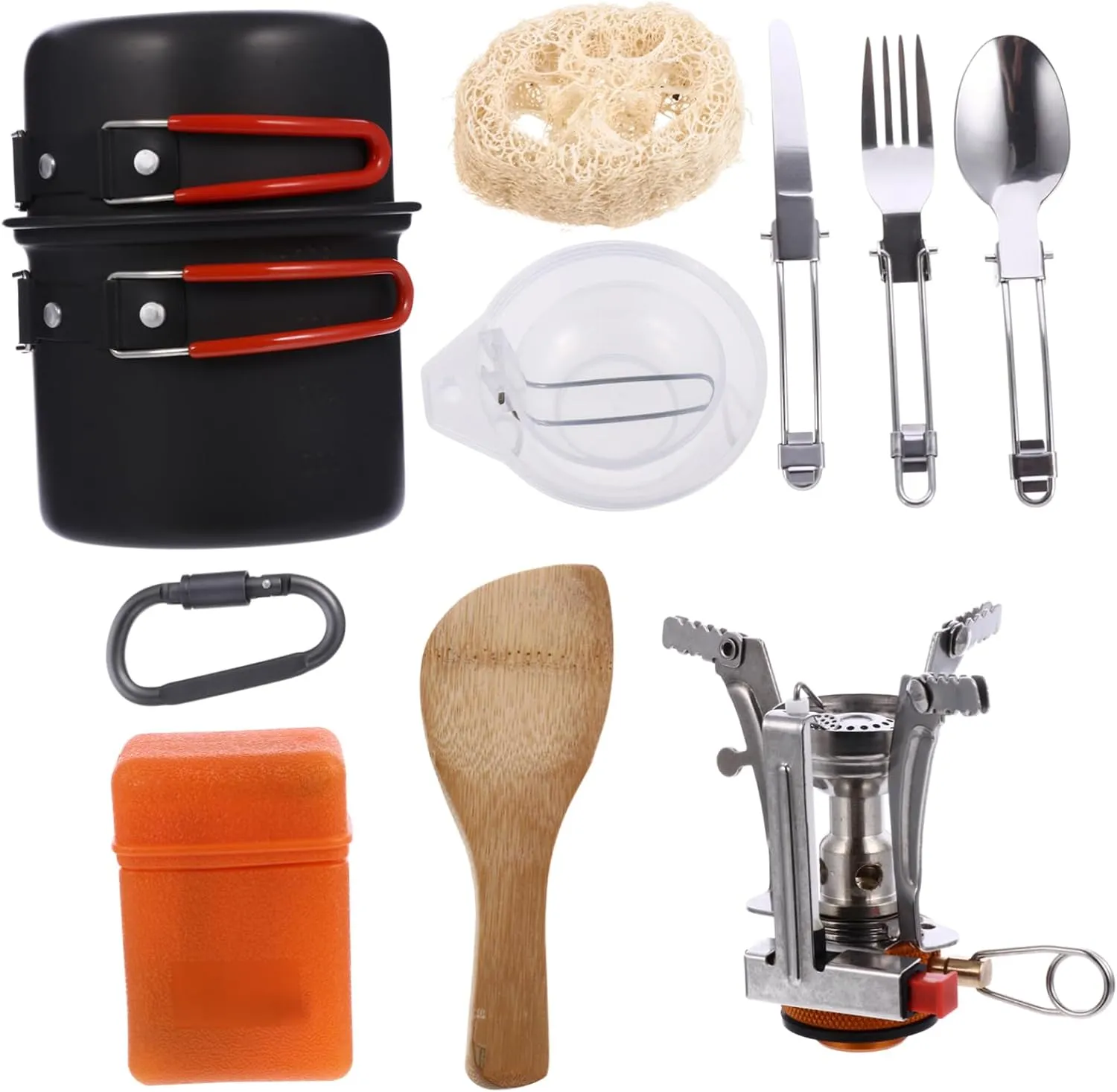 1set Portable Camping Cookware Ultra-Light Multi-Functional Hiking Kettle Kit Cutlery Non-Stick Design for Outdoor Cooking for Picnics and Camping Activities