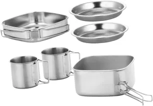 1set Portable Outdoor Cooking Pot Compact Stainless Steel Camping Cookware for Lightweight Picnic Kitchen Utensils for Camping Hiking and Outdoor Adventures