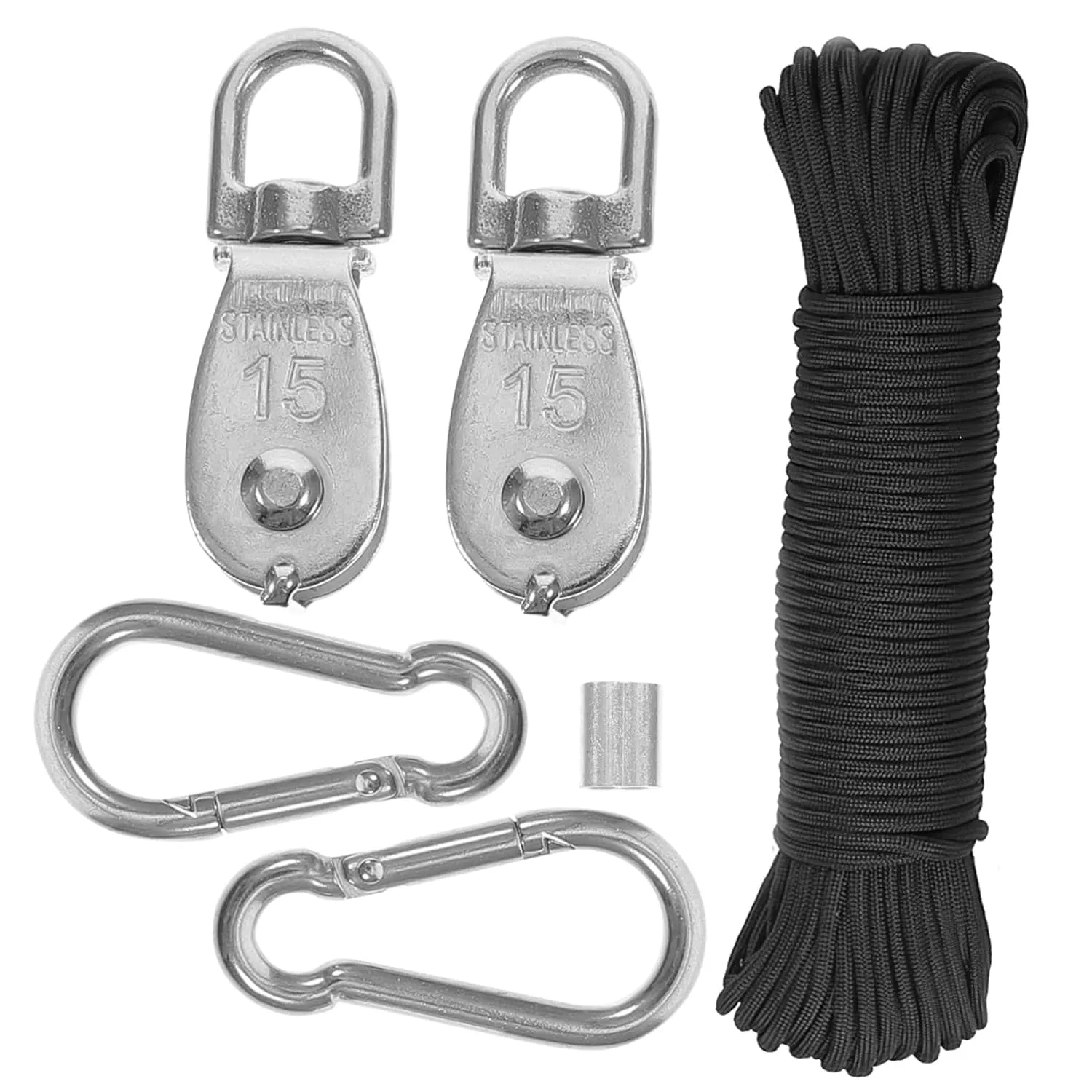 1set Rope Pulley System with Hook Heavy Duty Single Pulley Block for Lifting and Towing for Easy Installation and Versatile Use