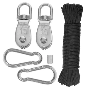 1set Rope Pulley System with Hook Heavy Duty Single Pulley Block for Lifting and Towing for Easy Installation and Versatile Use