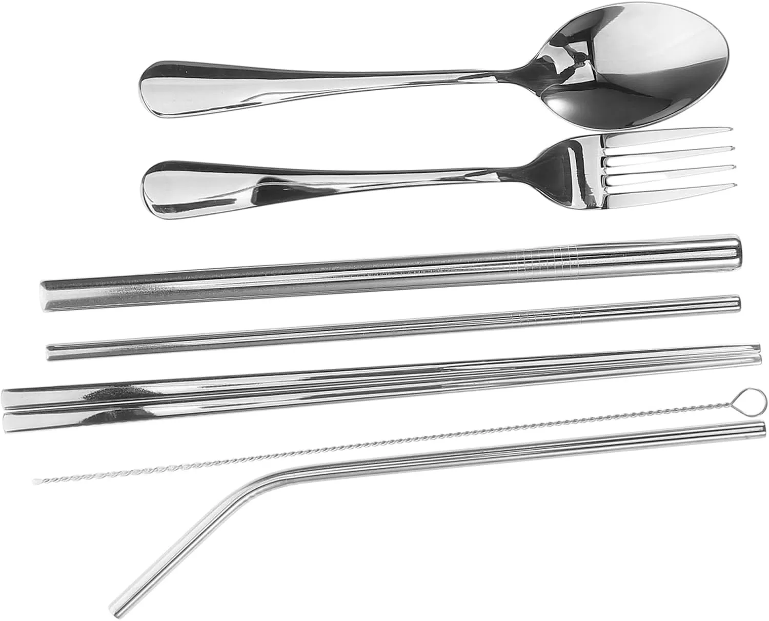 1set Stainless Steel Camping Utensils Set Portable Travel Cutlery for Outdoor Dining Lightweight and Tableware for Picnics Family Gatherings and Backpacking